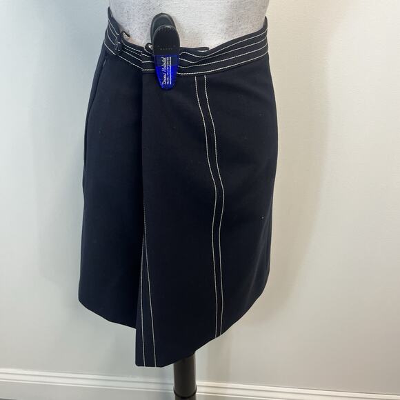 Brooks Brothers Red Fleece 1818 Wool A-Line Skirt Navy Blue White Size 12 Knee - Picture 7 of 8